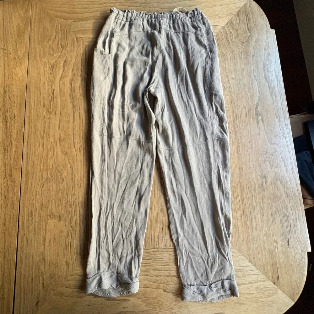 $128 Wilfred Aritzia Allant Linen Blend Pants Grey XXS Paperbag Waist Drawstring
